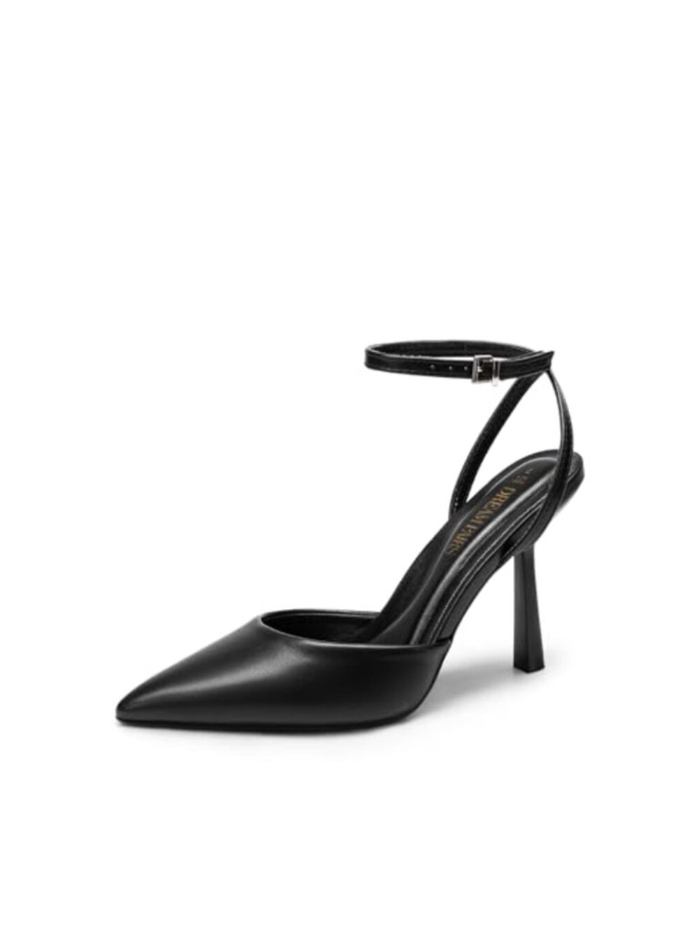 Pointed Toe Ankle Strap Pumps Faux Leather High Heels